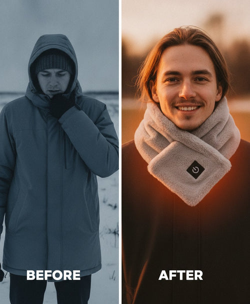 Heated Neck Wrap Scarf for Women & Men, Plush Faux-Fur, USB Powered, 3 Heat Levels, for Commuting & Outdoors