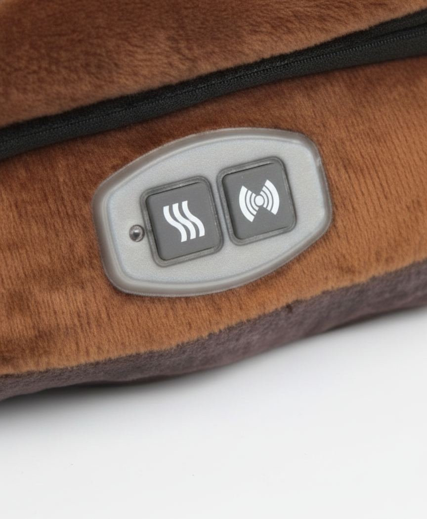 Two-button panel on the base: heat and vibration massage