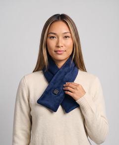 Heated Scarf for Women, USB Powered, 3 Heat Settings, Fleece Neck Warmer, Washable, for Cycling, Camping & Winter Outdoors, Dark Blue