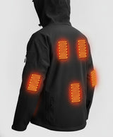 Heated Jacket for Men & Women, Soft-Shell Hooded, USB Powered, 7 Heating Zones, Fleece-Lined for Hiking & Work