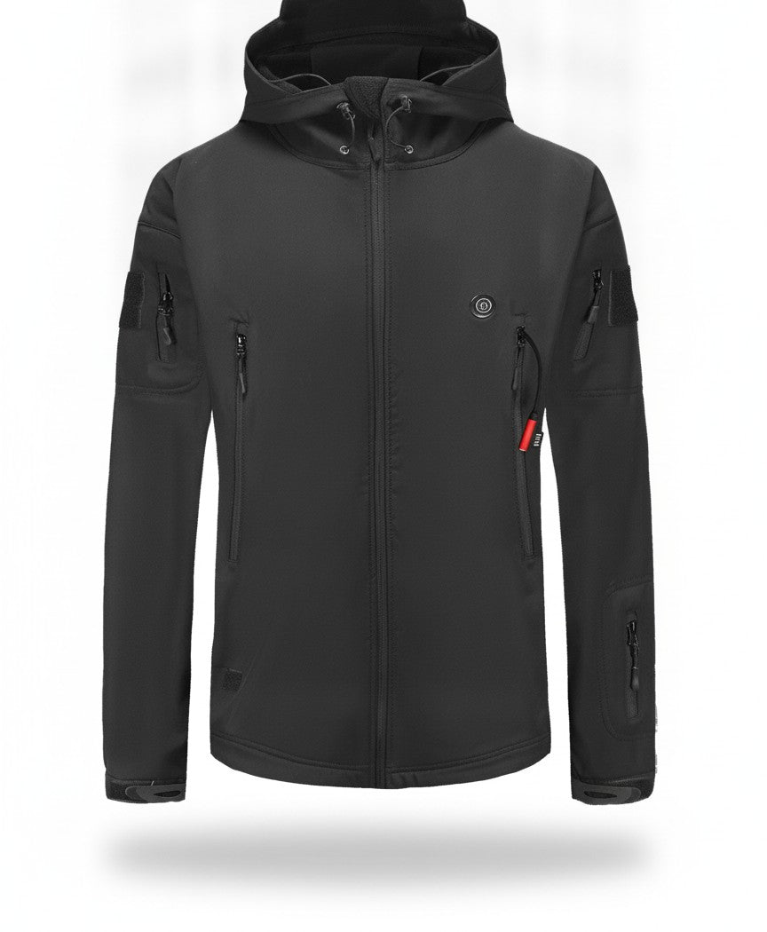 Heated Jacket for Men & Women, Soft-Shell Hooded, USB Powered, 7 Heating Zones, Fleece-Lined for Hiking & Work