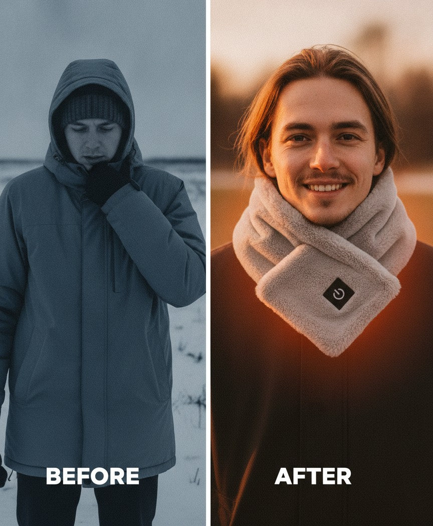 Heated Neck Wrap Scarf for Women & Men, Plush Faux-Fur, USB Powered, 3 Heat Levels, for Commuting & Outdoors