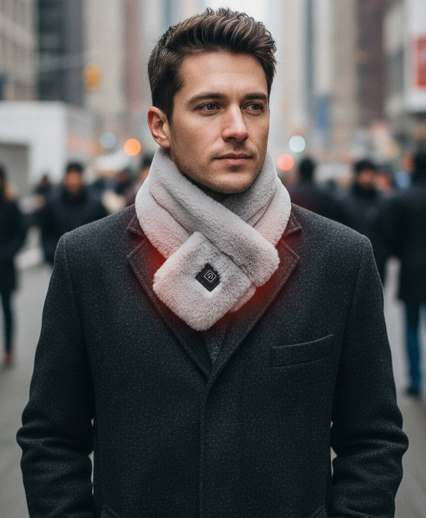 Heated Neck Wrap Scarf for Women & Men, Plush Faux-Fur, USB Powered, 3 Heat Levels, for Commuting & Outdoors