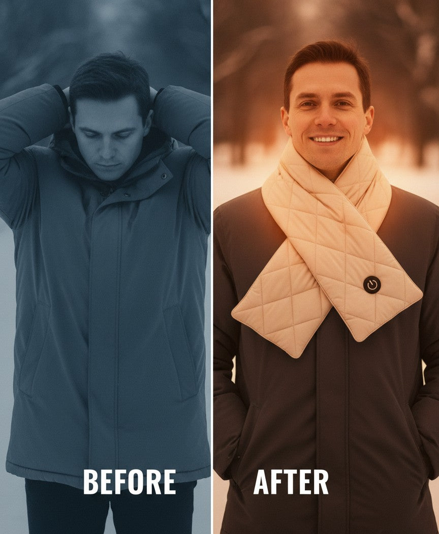 Heated Scarf for Women & Men, Quilted Neck Warmer, USB Powered, 3 Heat Levels, Far-Infrared for Camping & Commuting