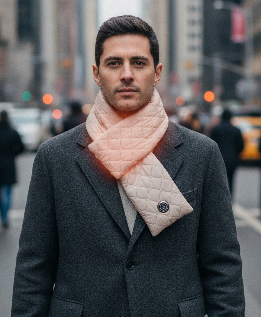 Heated Scarf for Women & Men, Quilted Neck Warmer, USB Powered, 3 Heat Levels, Far-Infrared for Camping & Commuting