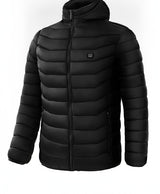 Men's Heated Puffer Jacket with Hood, USB Powered, 9 Heating Zones, 3 Heat Levels, Windproof for Skiing & Work