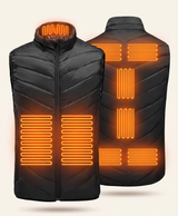 Heated vest with 9 glowing heating zones, front and back