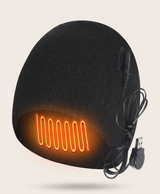 Heated beanie heating panel at the back of the head