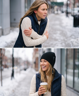 Before and after: cold ears vs warm in the heated beanie