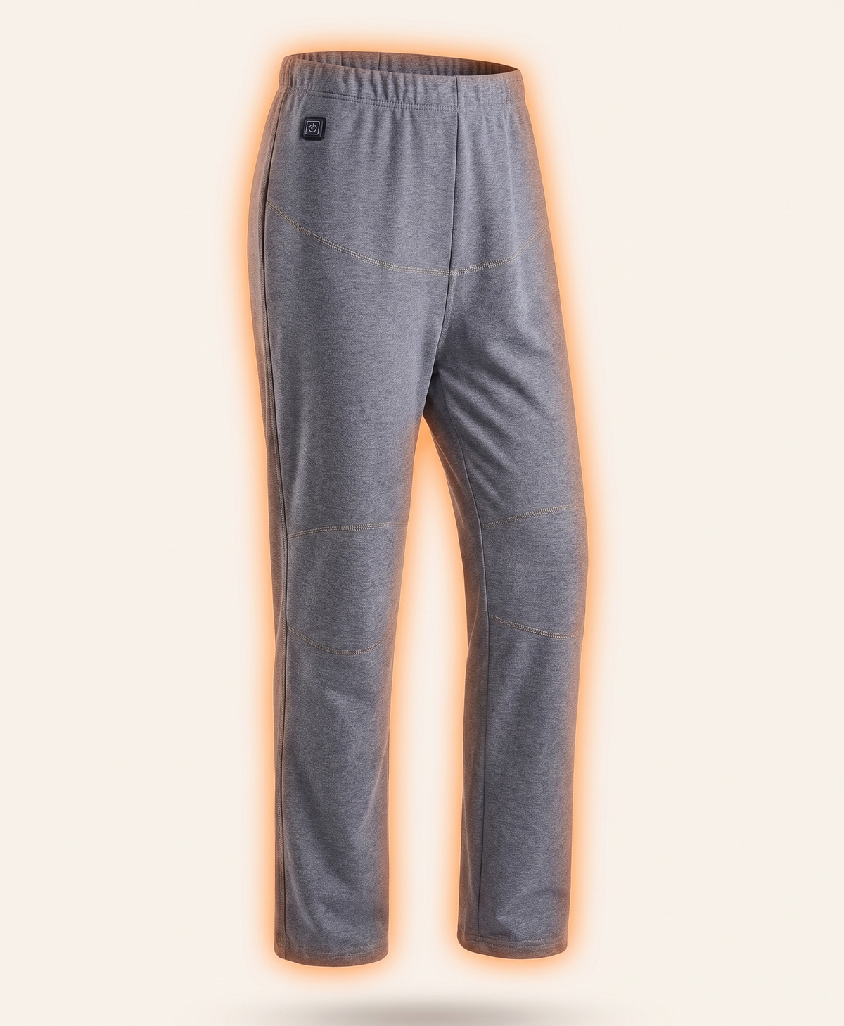 Feature photo of grey heated thermal pants with a diagram of the double-layer plush thickened fabric