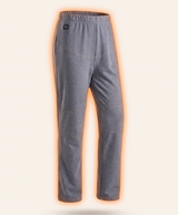 Feature photo of grey heated thermal pants with a diagram of the double-layer plush thickened fabric