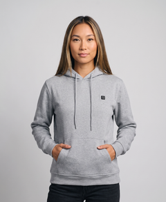 Heated Hoodie for Women, 9 Heating Zones, Extra-Thick Polyester, Hooded Long Sleeve with Kangaroo Pocket, for Winter Casual Wear, Gray