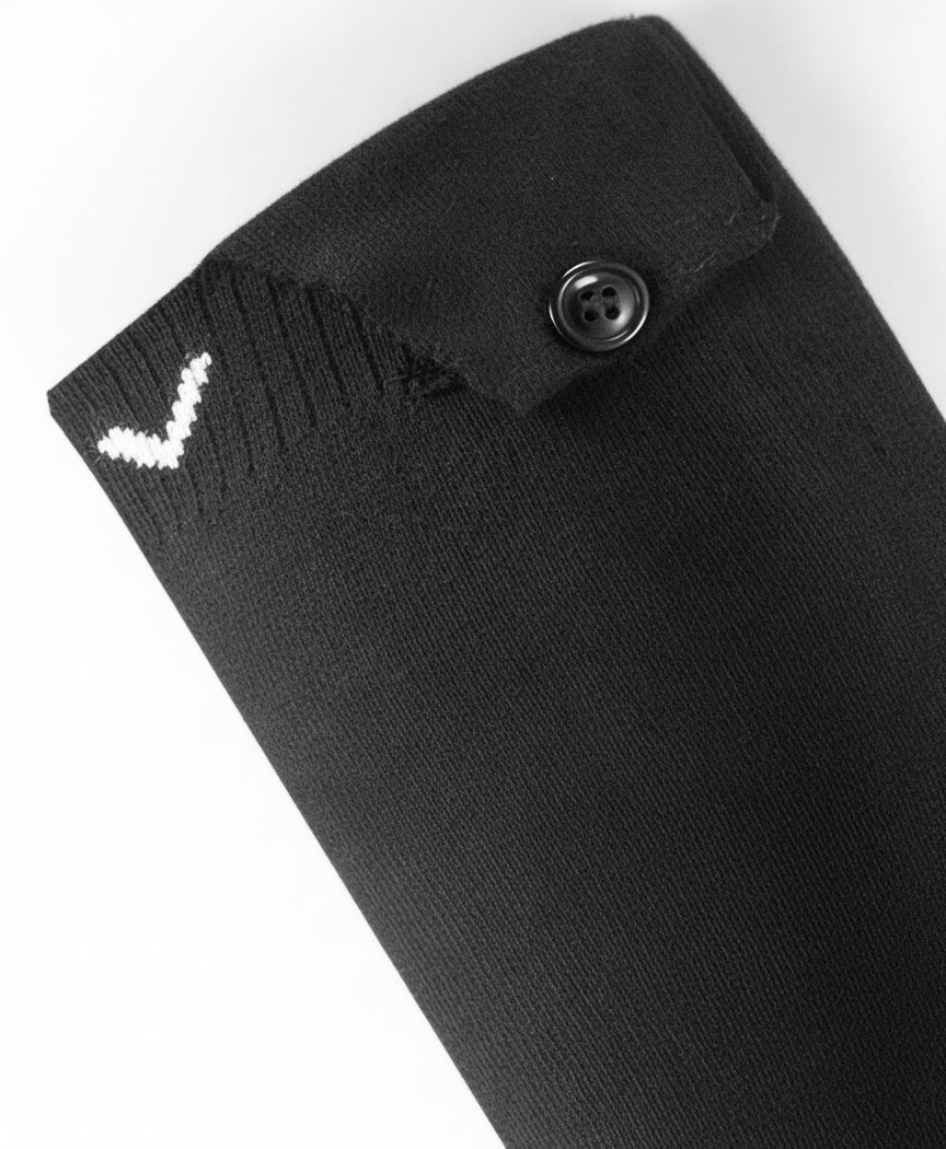 Close-up of the black battery pack with four temperature level lights and four battery charge lights