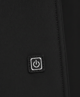 Close-up of the black thickened double-layer nylon fabric and plush inner lining on the heated long johns top collar