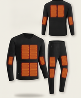 Heating zone layout on the black long johns set: 12 zones in the top and 10 in the pants